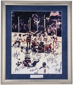 1980 U.S. Olympic Hockey Team "Miracle on Ice" Team Signed 22.5x26" Framed Photograph (#16/21) (PSA/DNA) (Beckett)